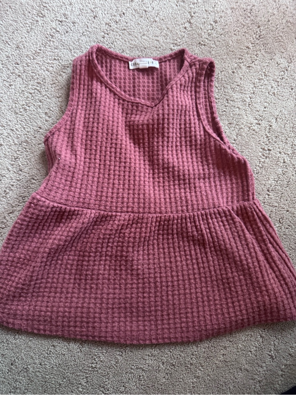 Girls' Textured Mauve Peplum Tank
